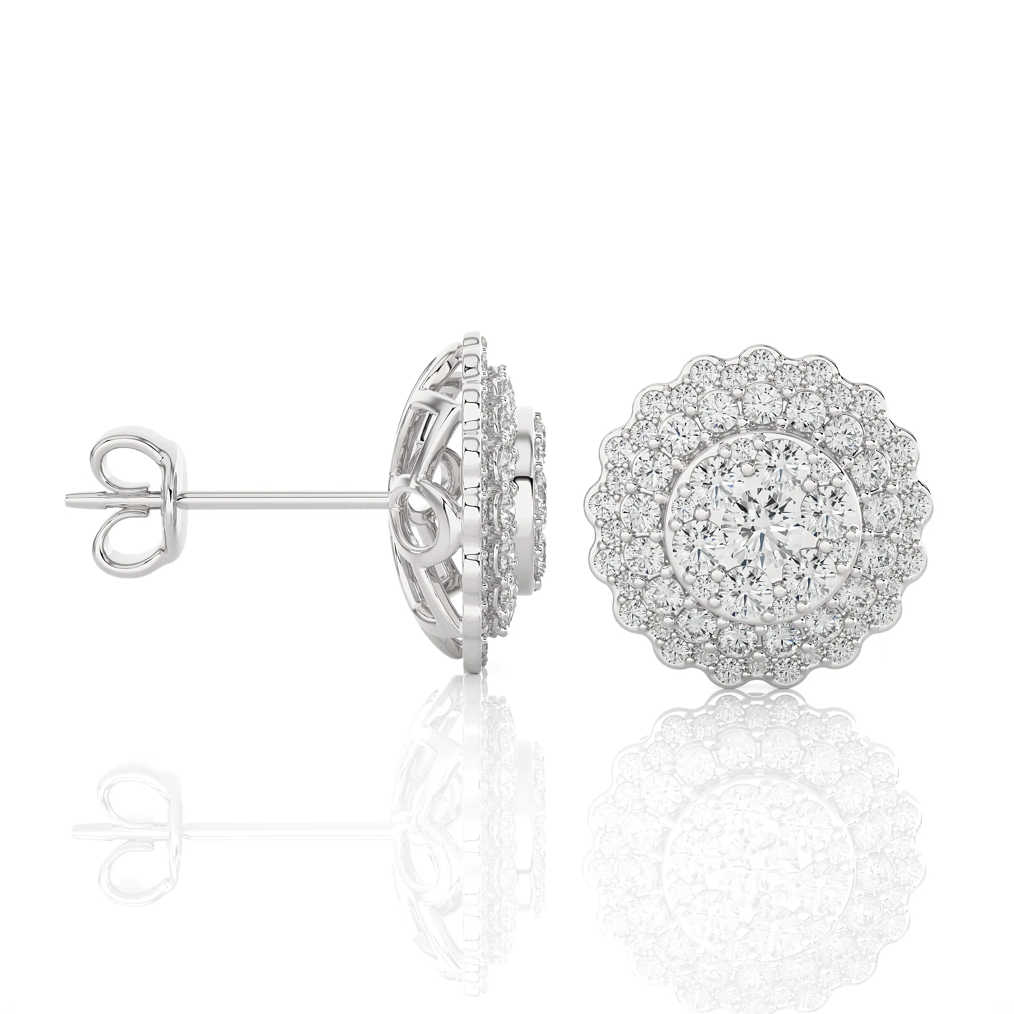 1 1/2 ctw Round Lab Grown Diamond Halo Stud Earrings