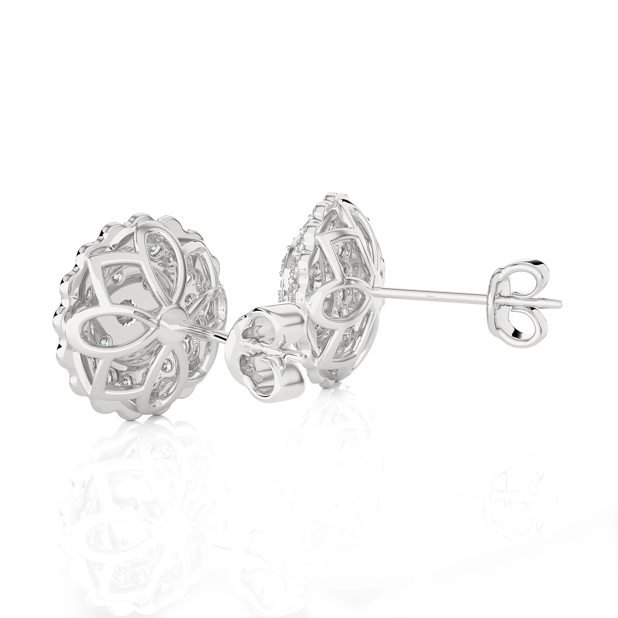 1 1/2 ctw Round Lab Grown Diamond Halo Stud Earrings