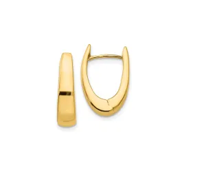 14k Gold Tapered Huggie Hinged Hoop Earrings