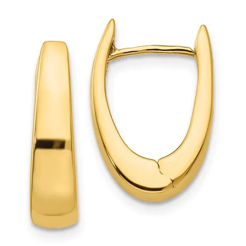 14k Gold Tapered Huggie Hinged Hoop Earrings