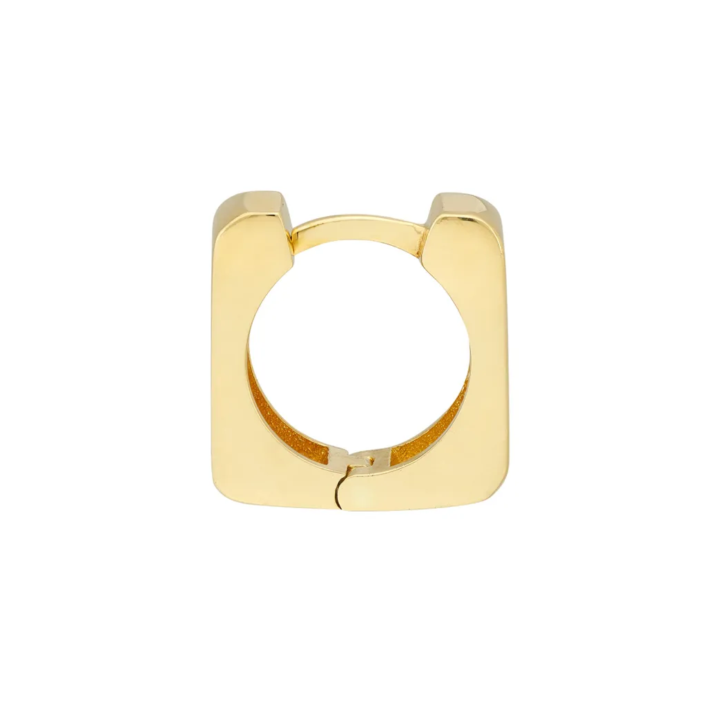 14K Yellow Gold Square Huggie Earrings