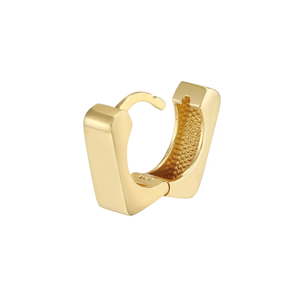 14K Yellow Gold Square Huggie Earrings