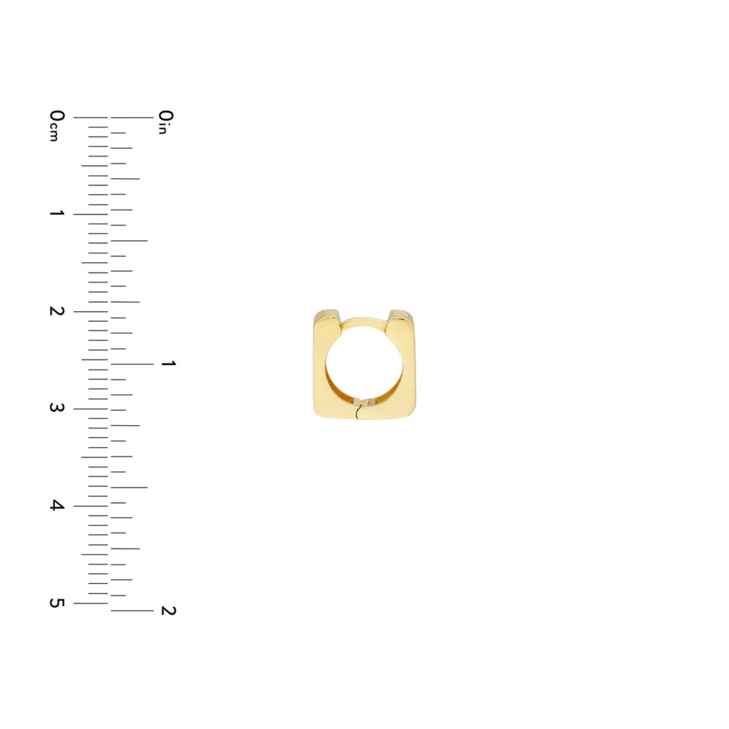 14K Yellow Gold Square Huggie Earrings