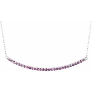 14K Yellow Natural Pink Sapphire Bar 16-18" Necklace