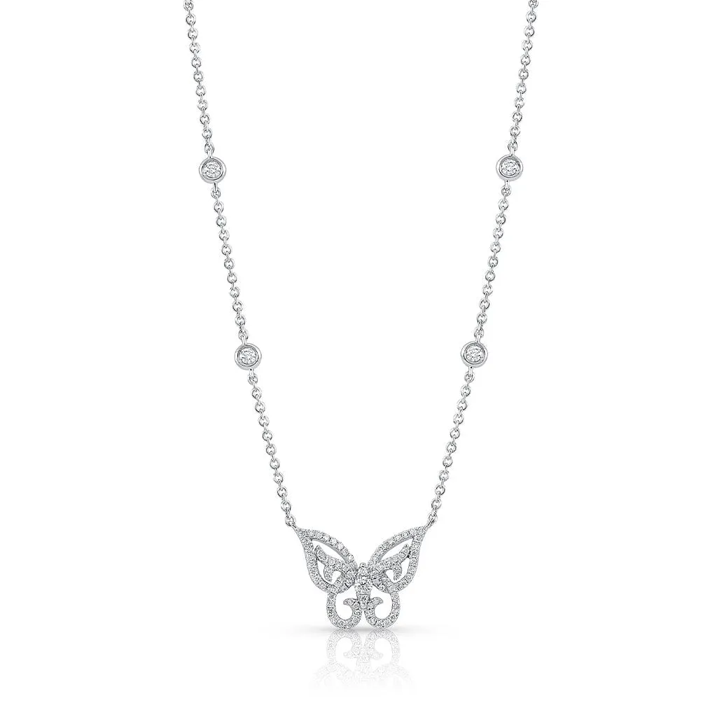 18 kt White Gold Diamond Butterfly Necklace