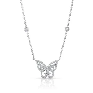 18 kt White Gold Diamond Butterfly Necklace