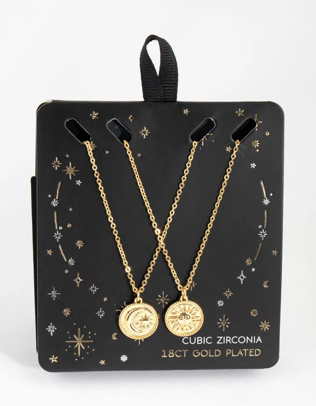 18ct Gold Plated Sun & Moon Necklace Set