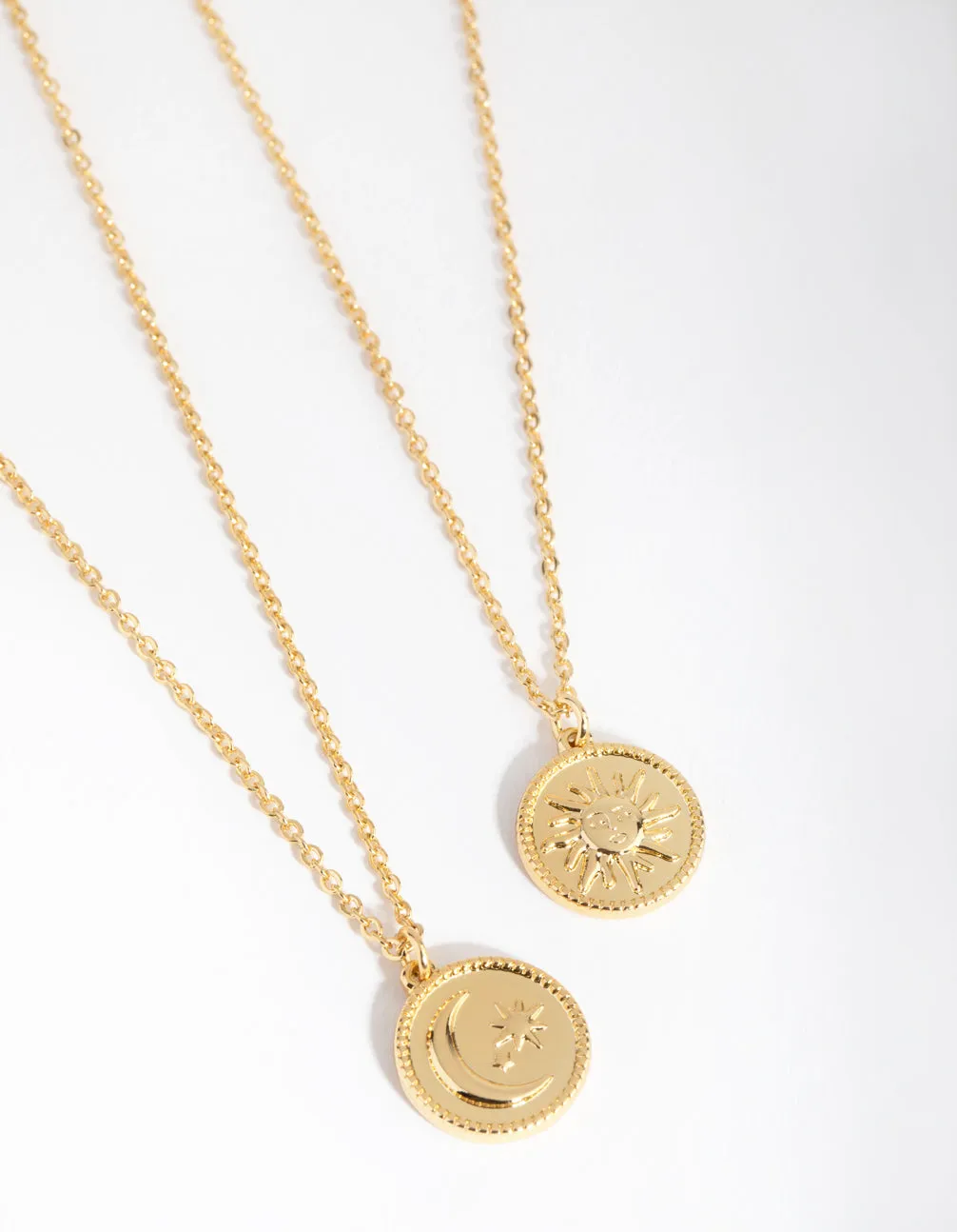 18ct Gold Plated Sun & Moon Necklace Set