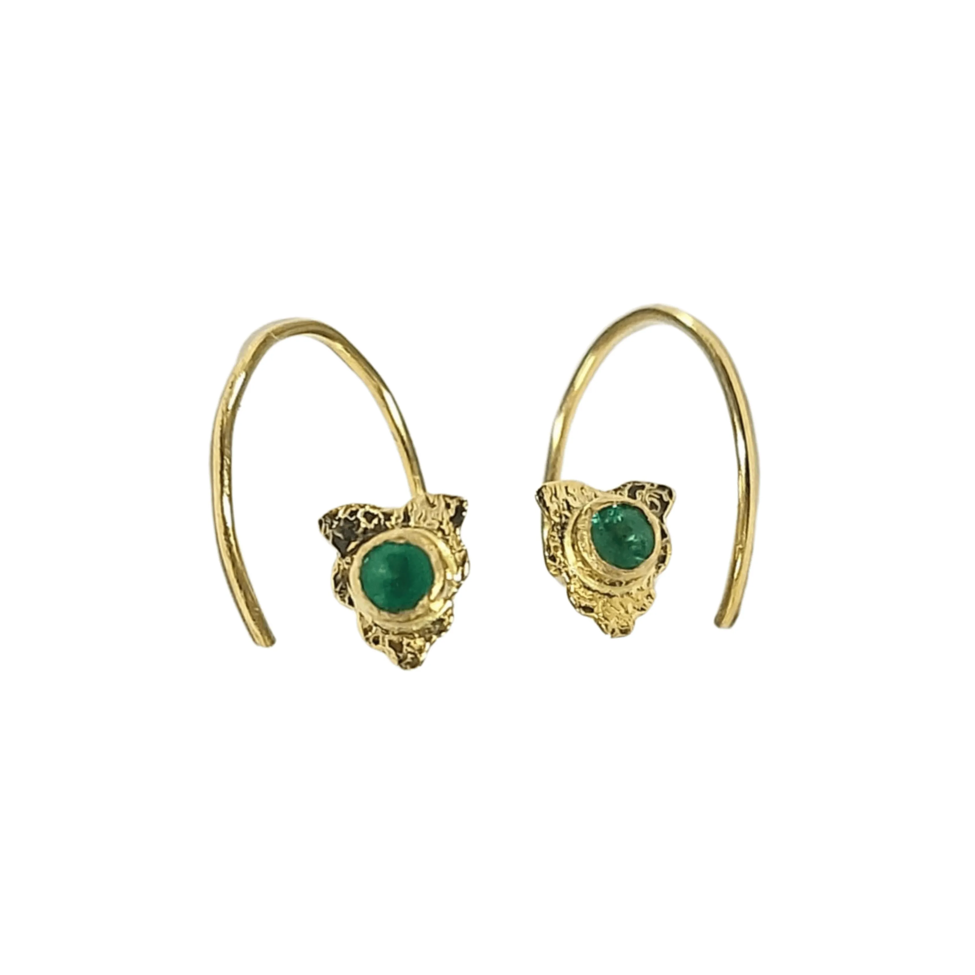 18k Gold Zambian Emerald  Earrings Delicate