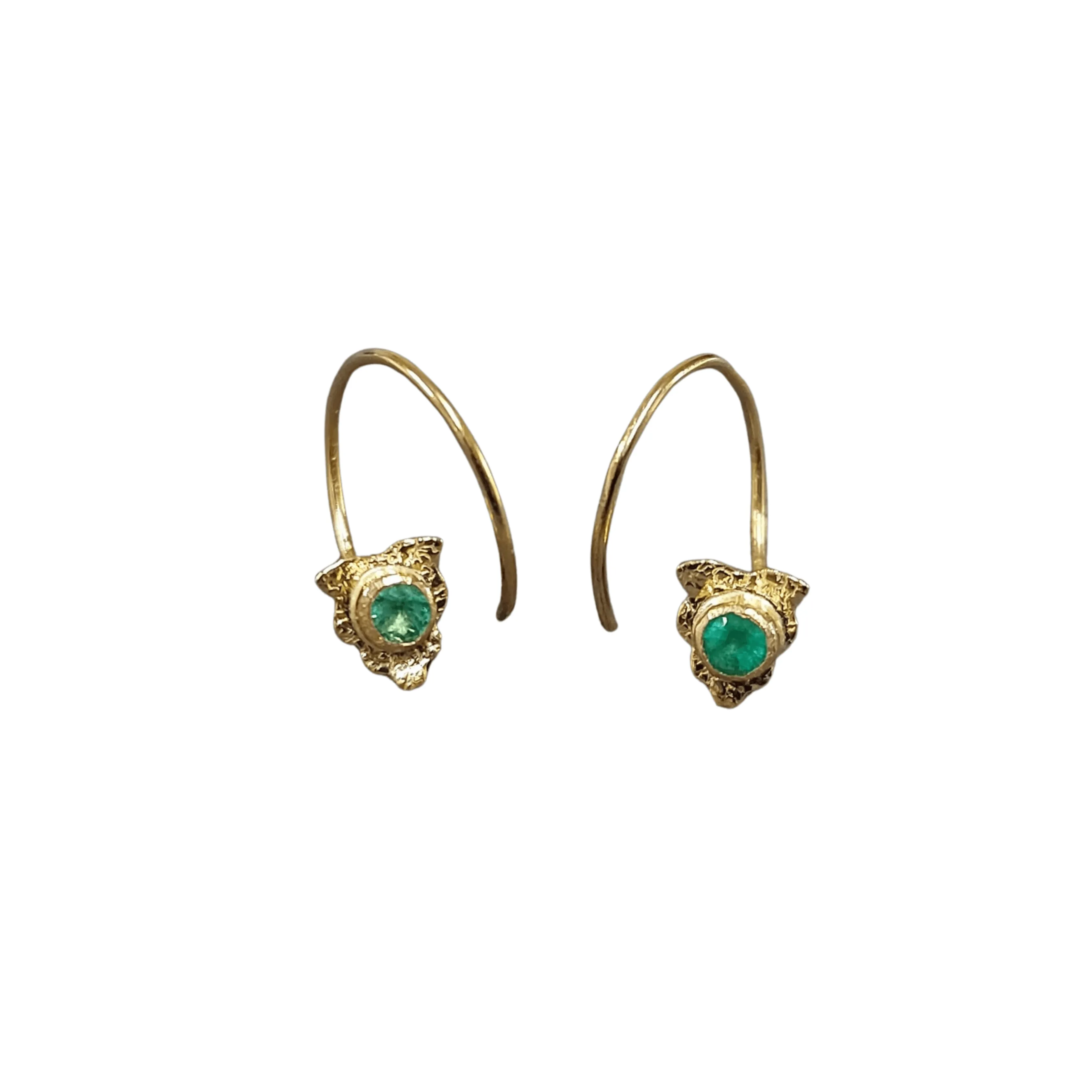 18k Gold Zambian Emerald  Earrings Delicate