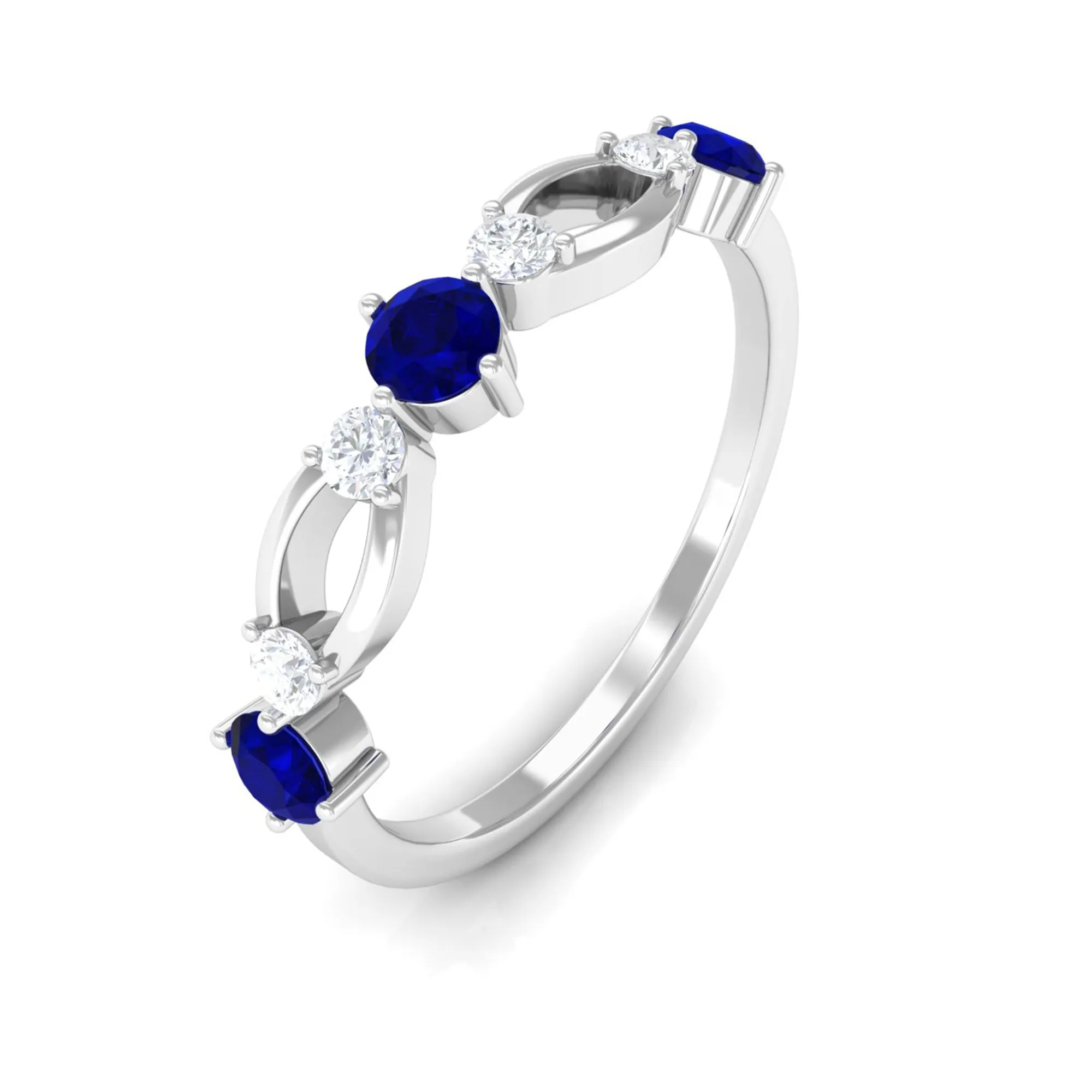 3/4 CT Blue Sapphire and Diamond Minimal Eternity Ring