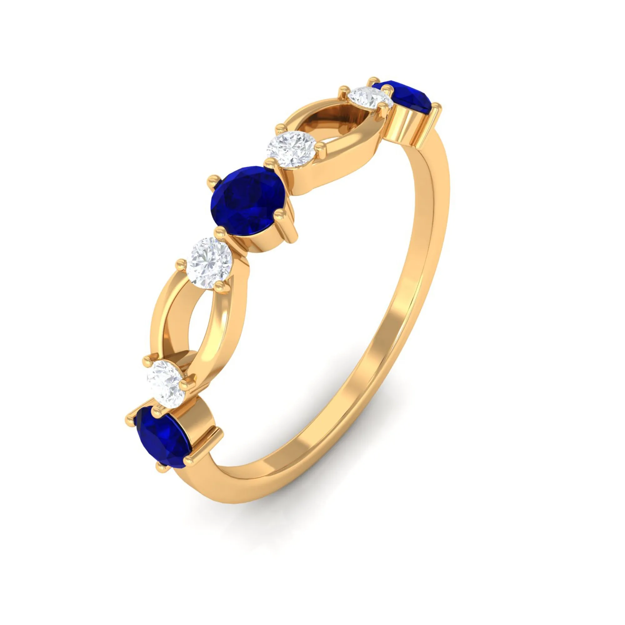 3/4 CT Blue Sapphire and Diamond Minimal Eternity Ring