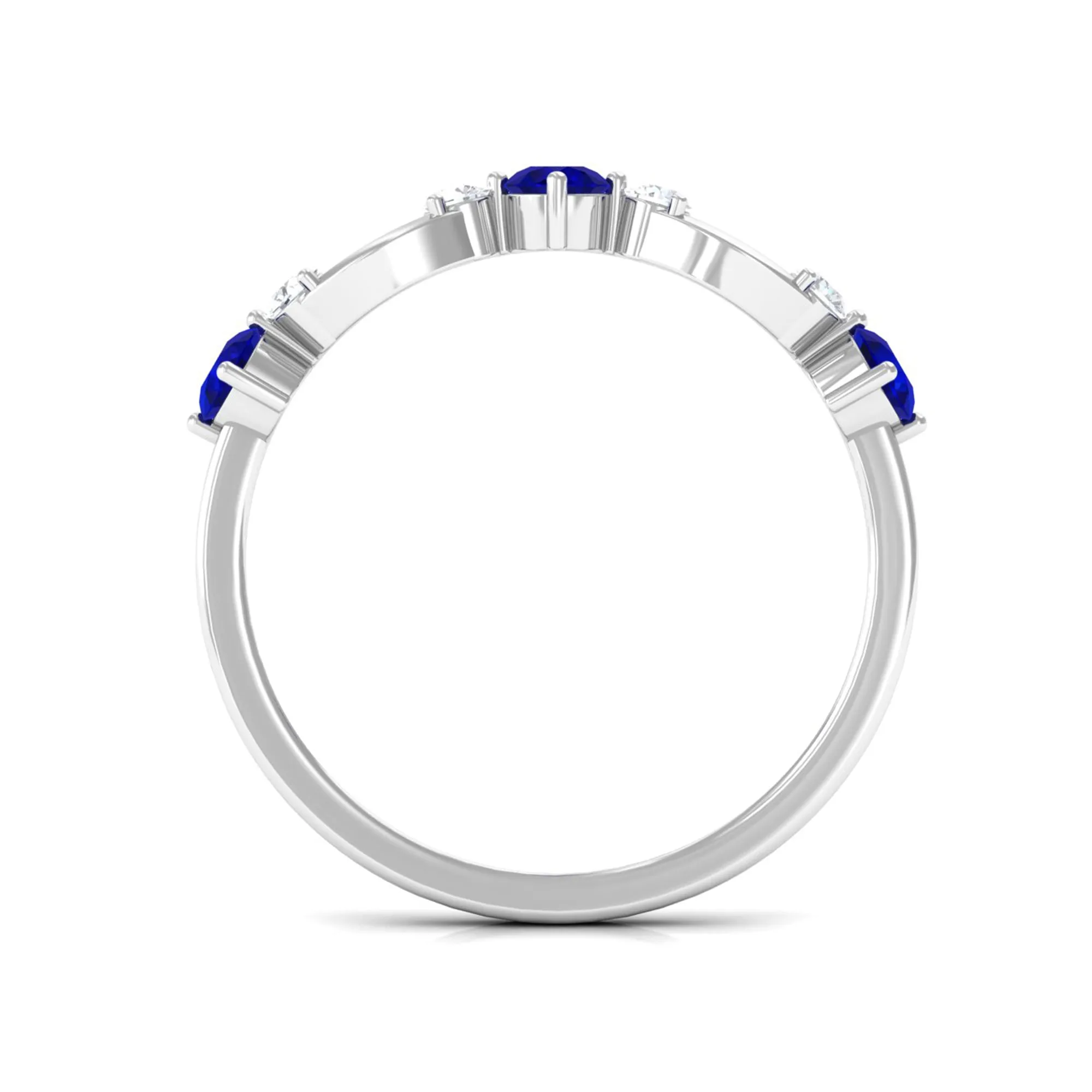 3/4 CT Blue Sapphire and Diamond Minimal Eternity Ring