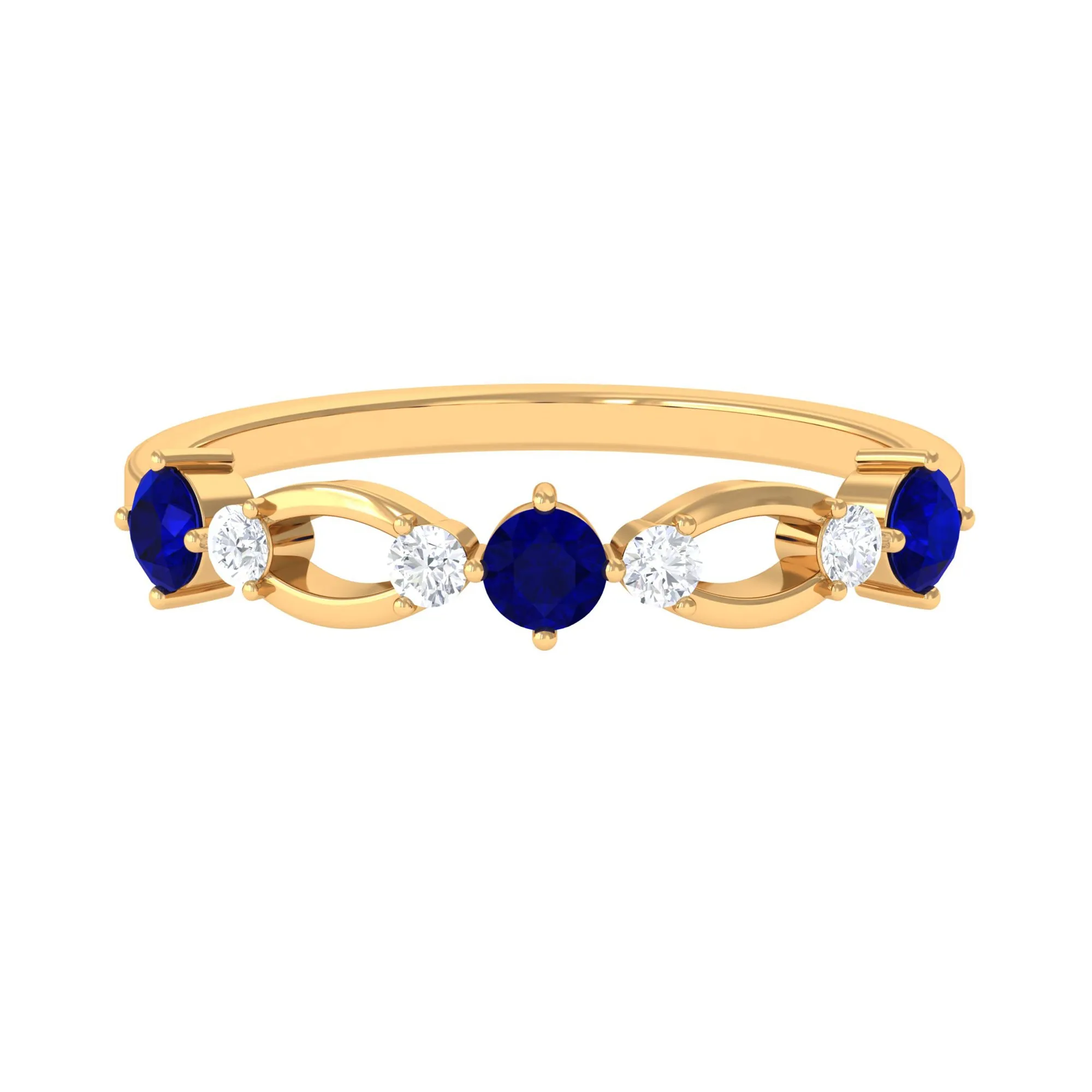 3/4 CT Blue Sapphire and Diamond Minimal Eternity Ring