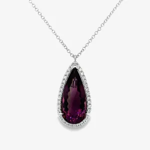 4.15ct Rubellite Tourmaline Diamond Halo Necklace