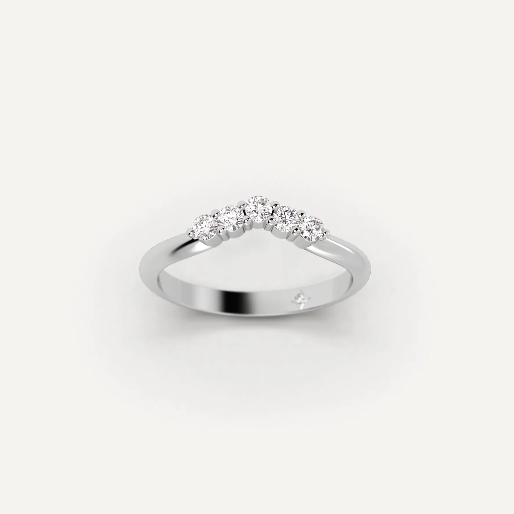 5-Diamond Curved Wedding Ring