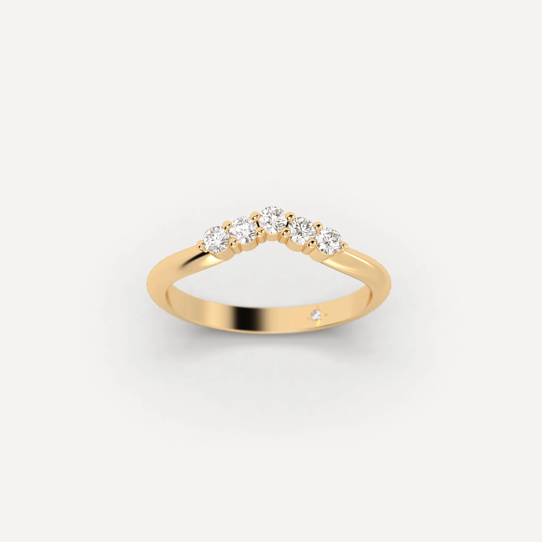 5-Diamond Curved Wedding Ring