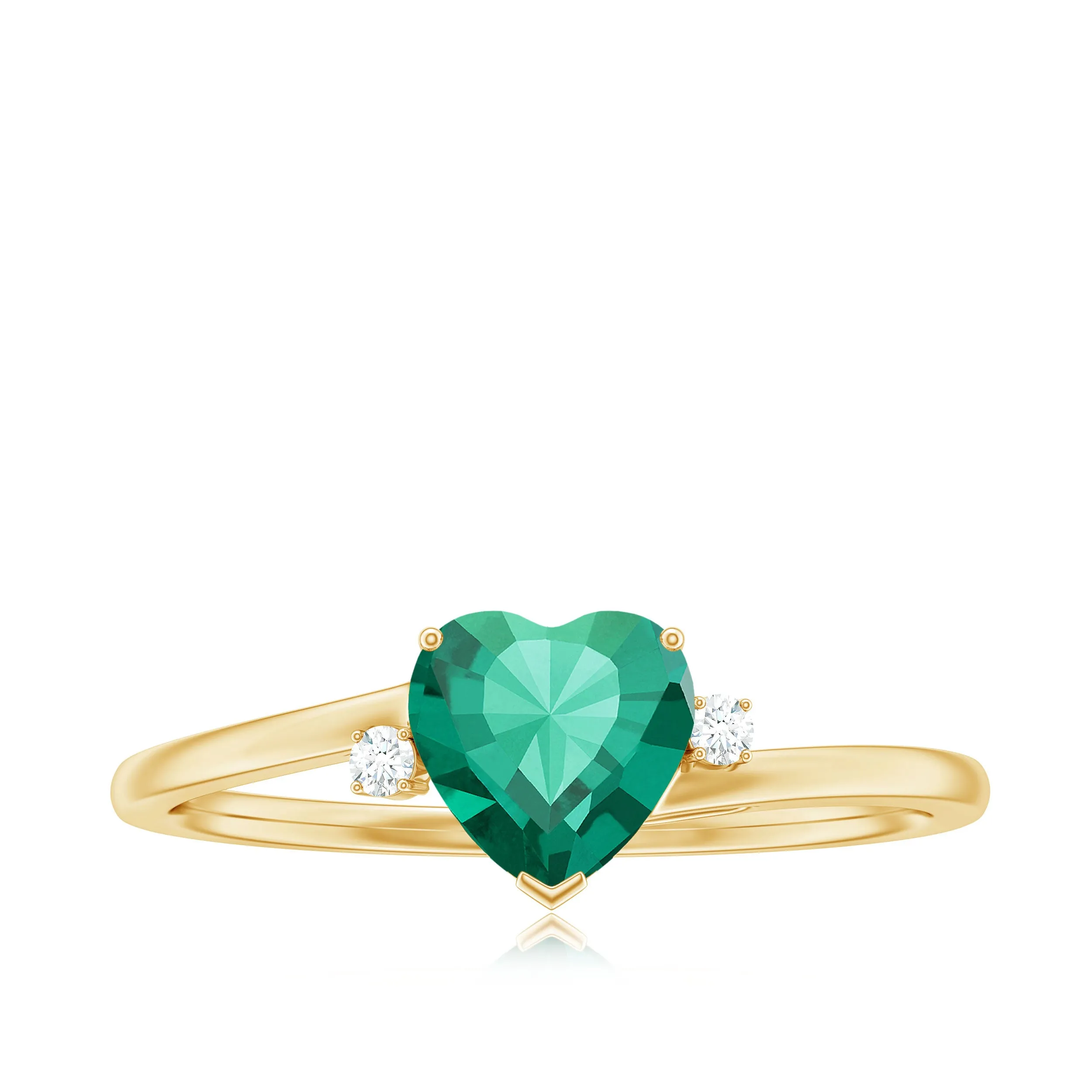 6 MM Heart Lab Grown Emerald Minimal Solitaire Promise Ring