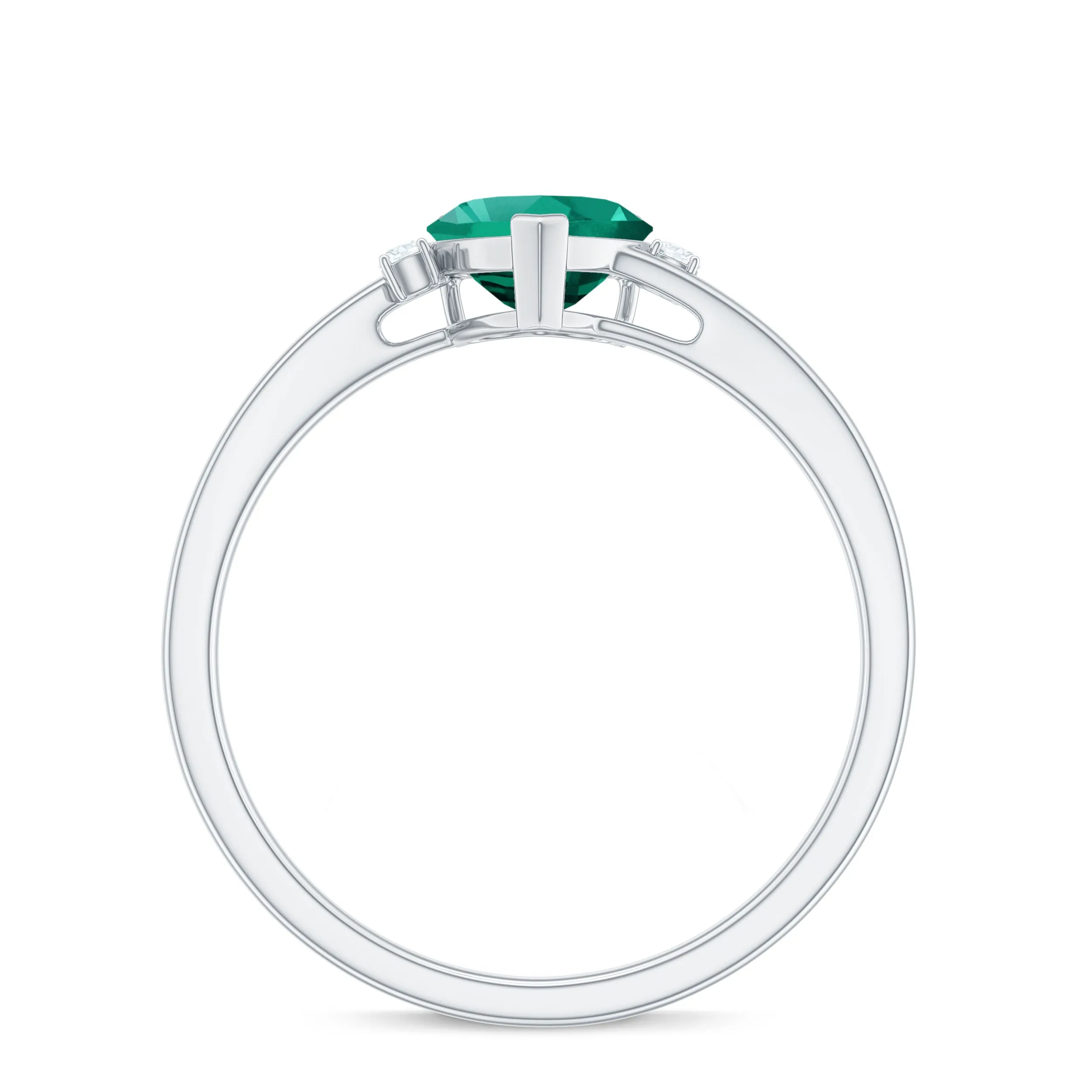 6 MM Heart Lab Grown Emerald Minimal Solitaire Promise Ring