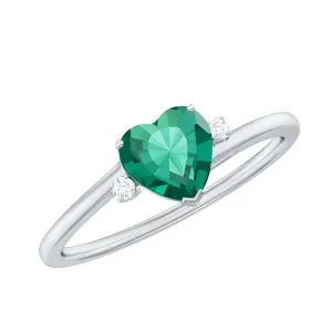 6 MM Heart Lab Grown Emerald Minimal Solitaire Promise Ring