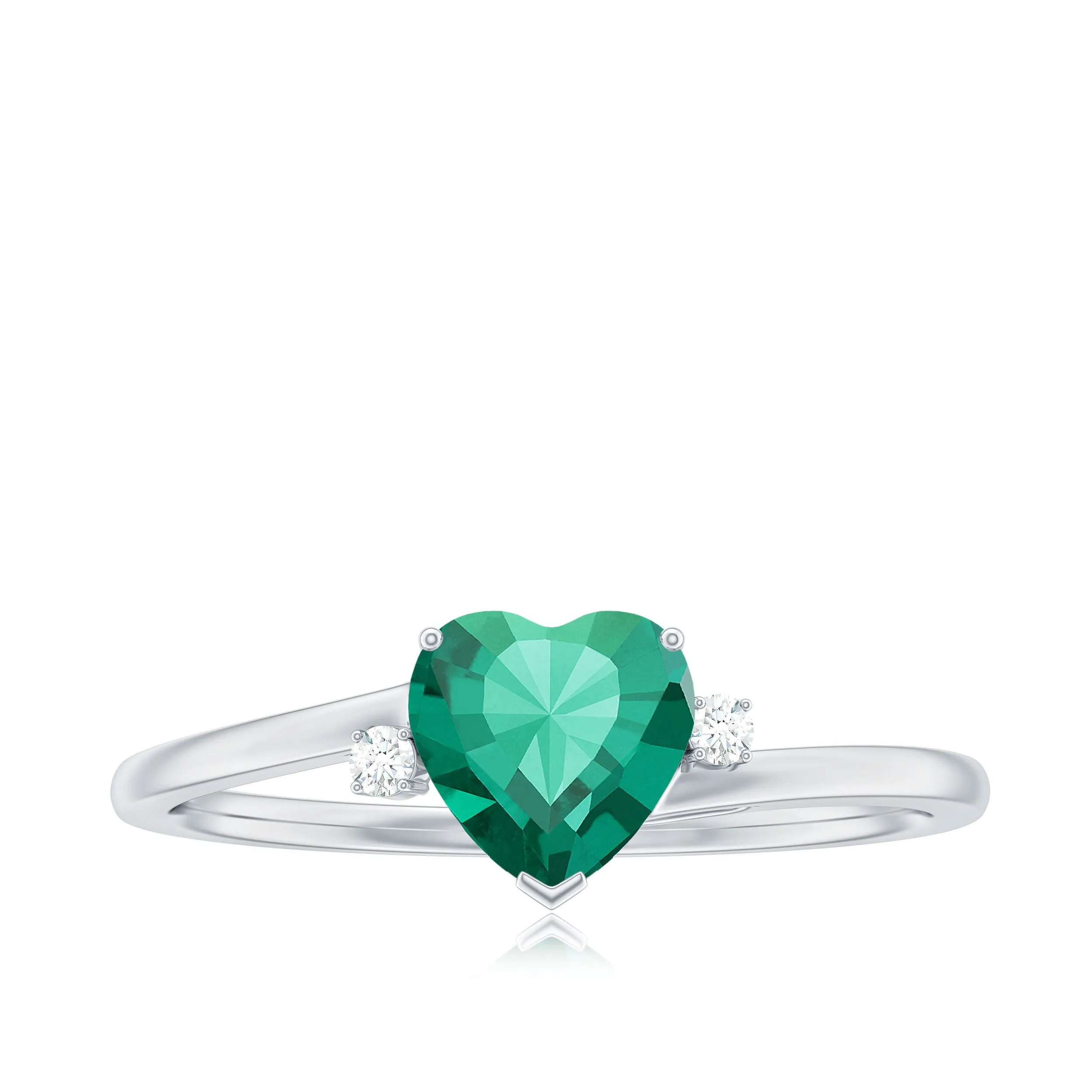 6 MM Heart Lab Grown Emerald Minimal Solitaire Promise Ring