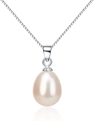 8-10mm Drop Freshwater Pearl pendant 925 sterling silver