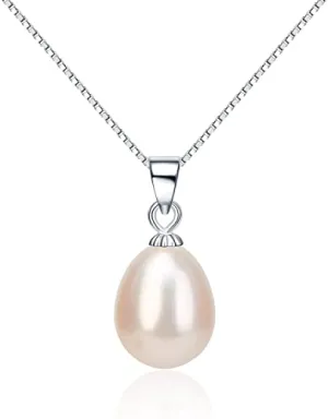 8-10mm Drop Freshwater Pearl pendant 925 sterling silver