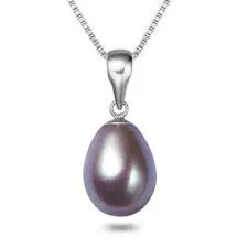 8-10mm Drop Freshwater Pearl pendant 925 sterling silver