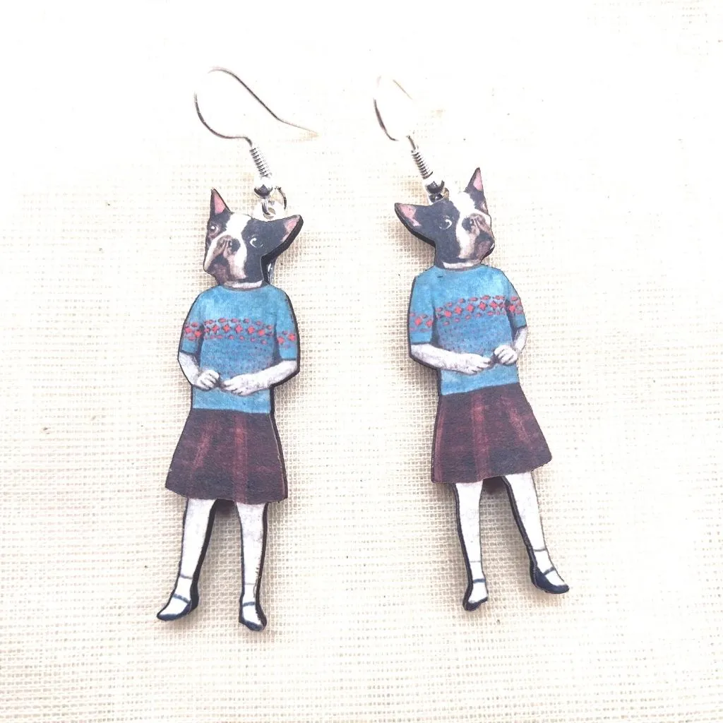 Adorable Boston Terrier Dog Earrings: Sustainable Style for Dog Lovers