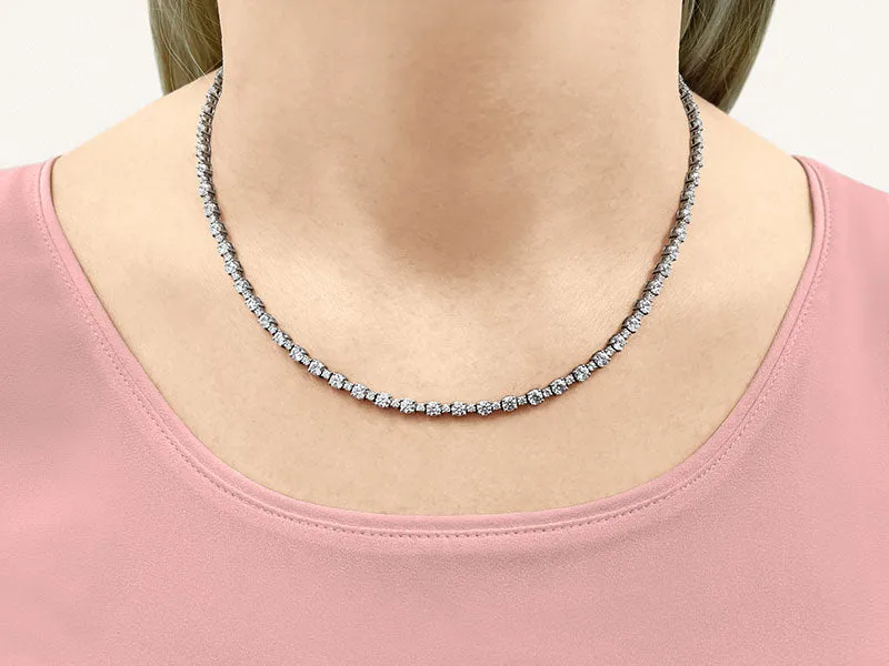 Affectionately Yours Diamond Tennis Diamond Necklace with 10.28 ct.(finished) 1.7mm, 3.1mm