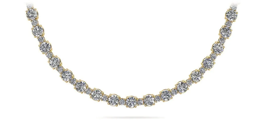 Affectionately Yours Diamond Tennis Diamond Necklace with 10.28 ct.(finished) 1.7mm, 3.1mm