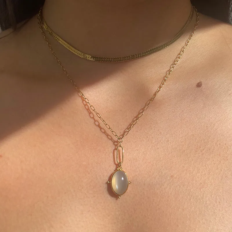 Alexa Amulet, Moonstone, Gold