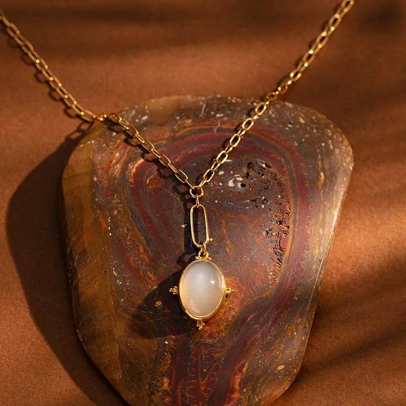 Alexa Amulet, Moonstone, Gold