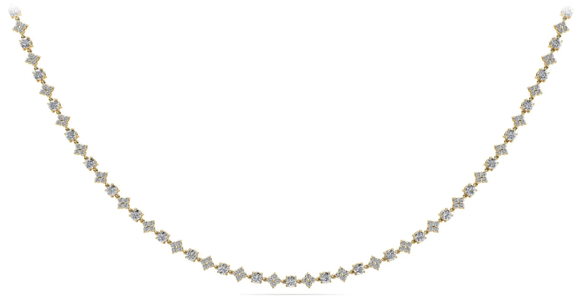 Alternating Clusters Diamond Necklace with 10.85 ct.(finished) 1.8mm, 4mm