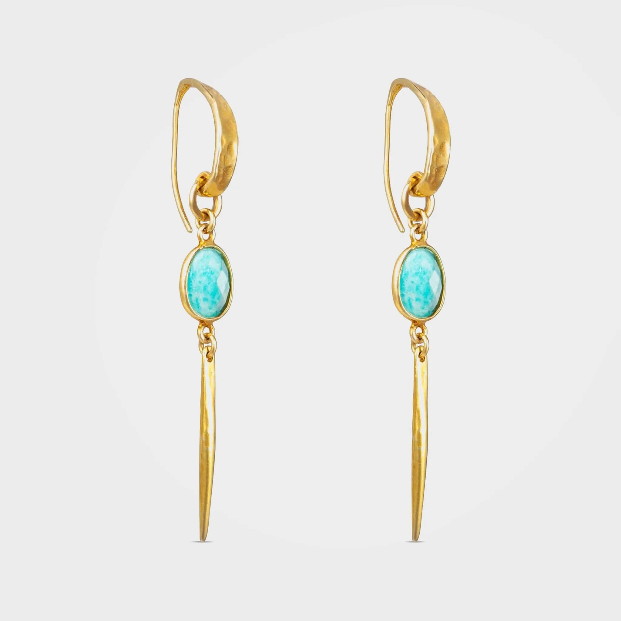 Amazonite Drop Earrings, Ama - Gold | By Lunar James