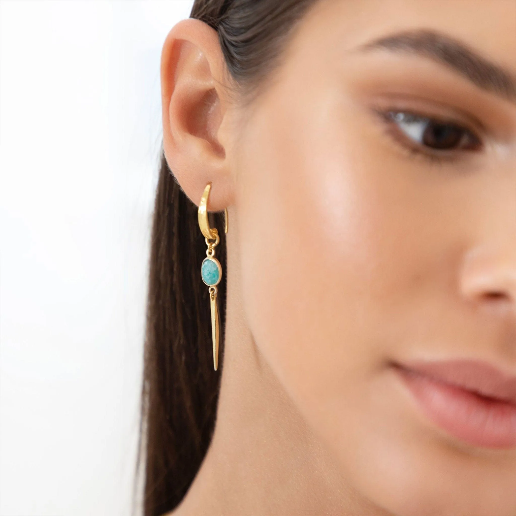 Amazonite Drop Earrings, Ama - Gold | By Lunar James