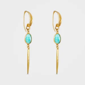 Amazonite Drop Earrings, Ama - Gold | By Lunar James