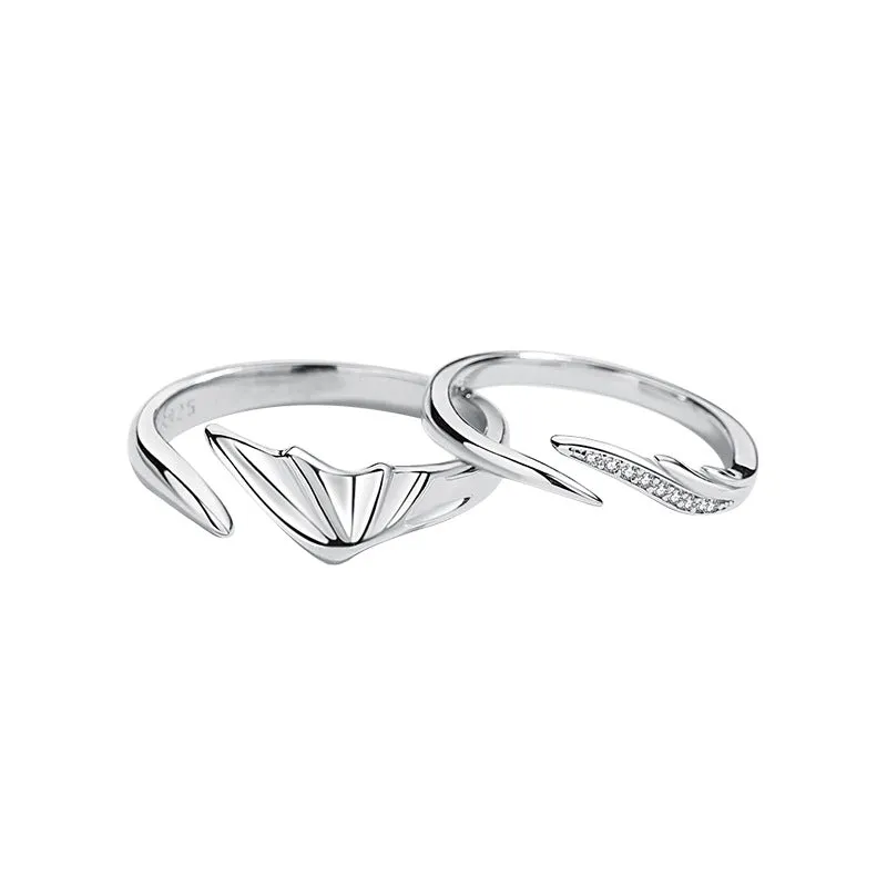 Angel Wings His Hers Wedding Rings Set