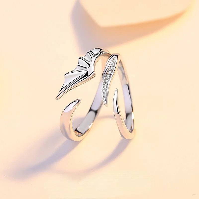 Angel Wings His Hers Wedding Rings Set