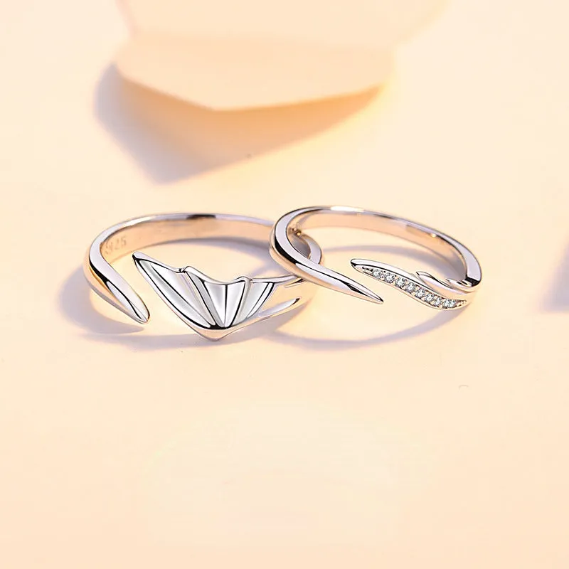 Angel Wings His Hers Wedding Rings Set