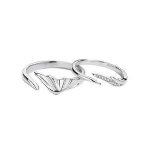 Angel Wings His Hers Wedding Rings Set