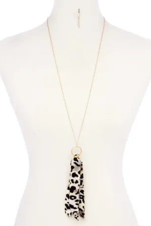 Animal Print Fabric Tassel Necklace