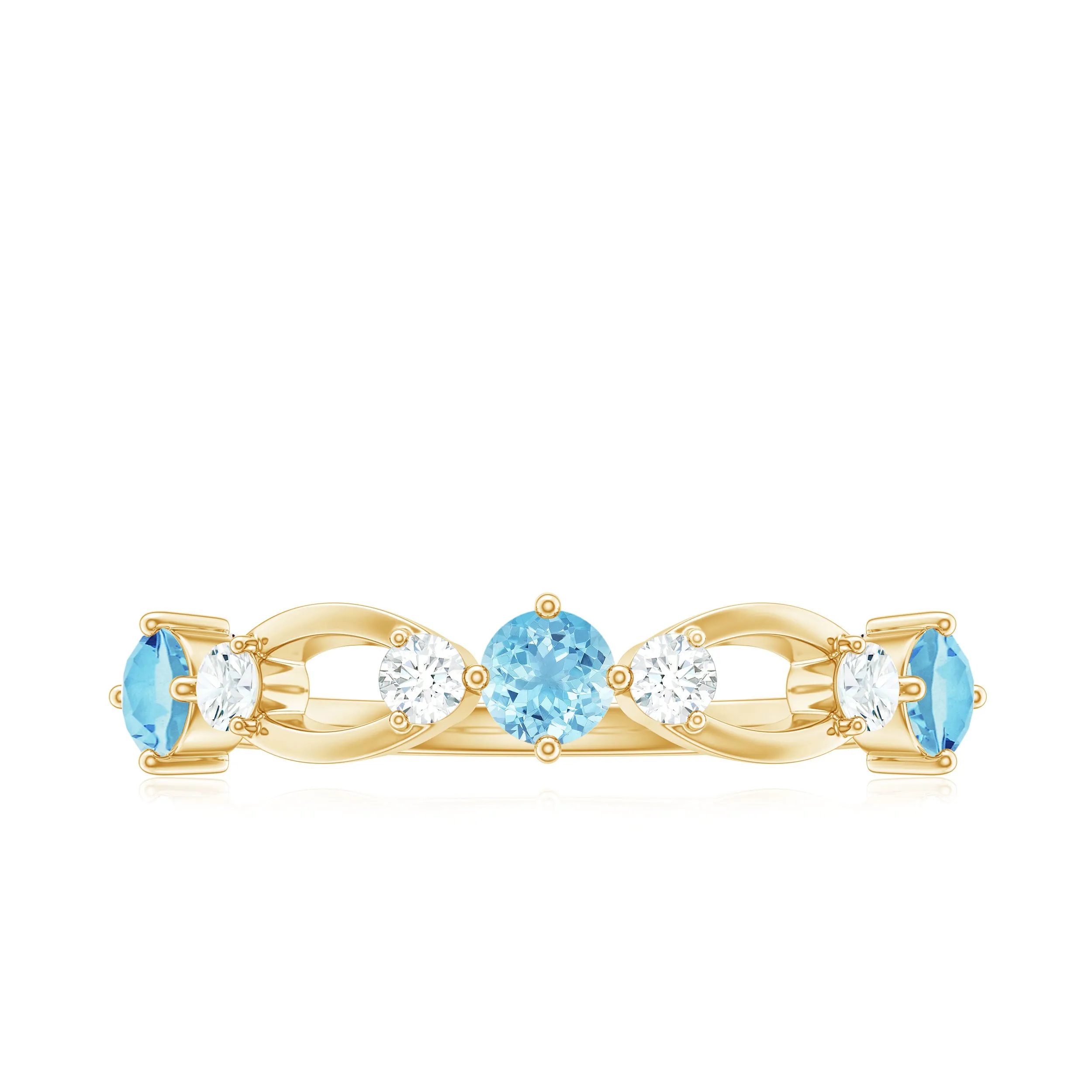 Aquamarine and Diamond Minimal Promise Ring