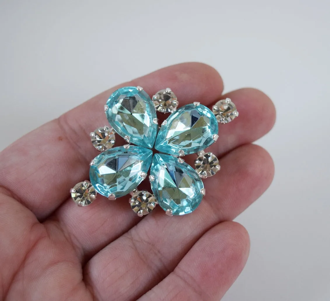 Aquamarine Teardrop Brooch