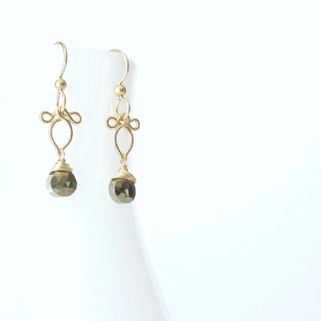 Arabella - Pyrite, 14k Gold Filled Earrings