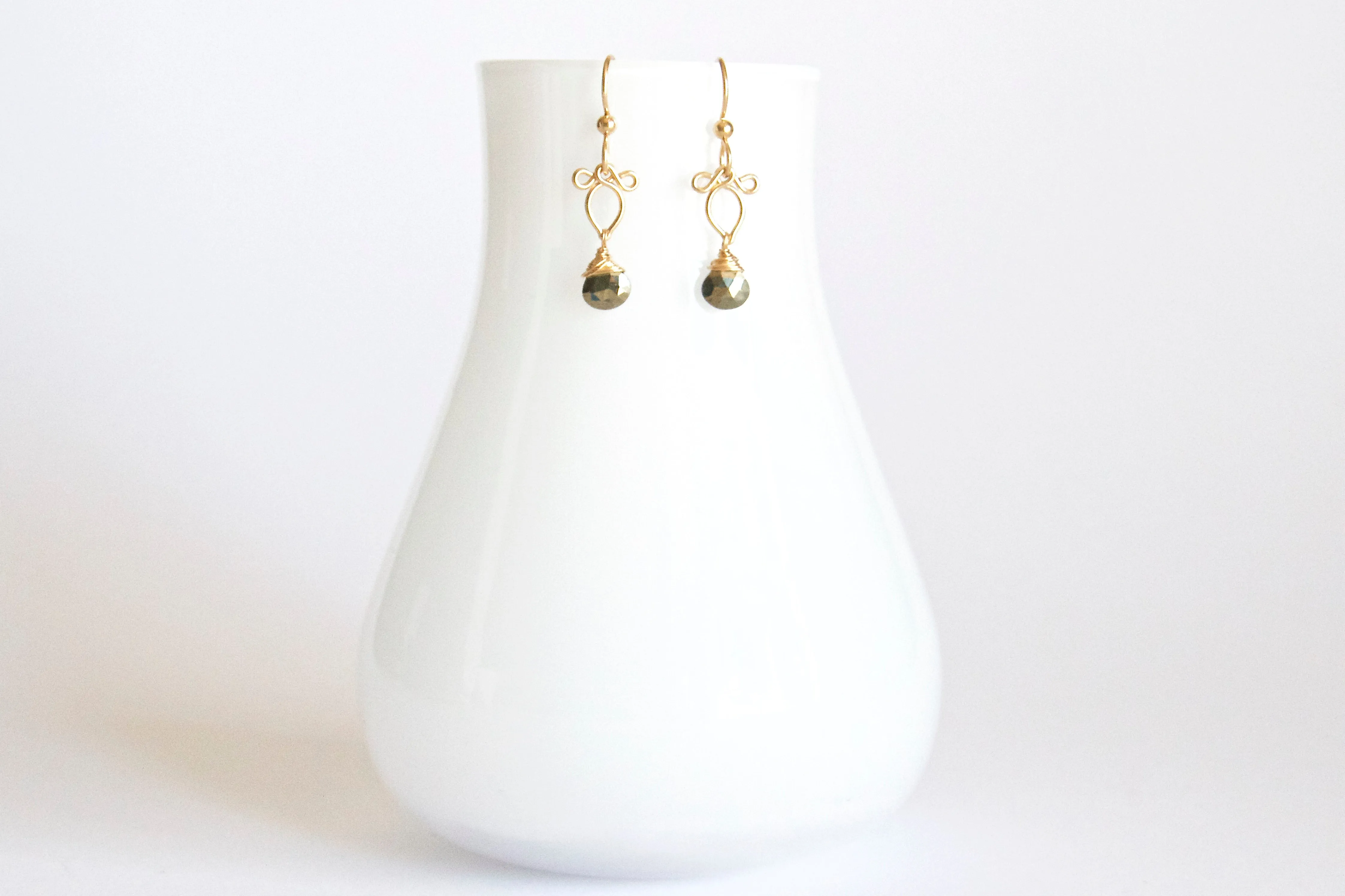 Arabella - Pyrite, 14k Gold Filled Earrings