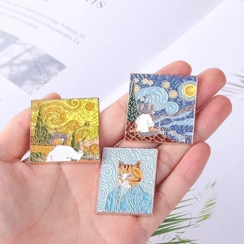 Artistic Pin Human Oil Painting Alloy Plating Unisex Brooches