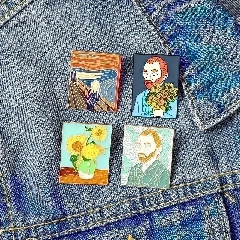 Artistic Pin Human Oil Painting Alloy Plating Unisex Brooches