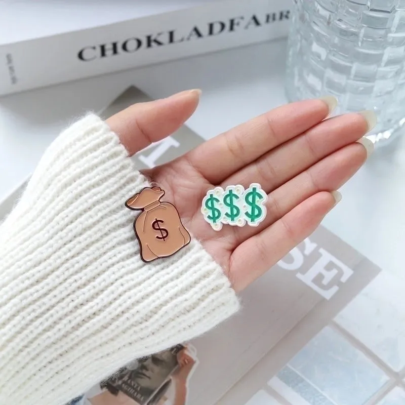 Artistic Pin Letter Dollar Alloy Plating Unisex Brooches