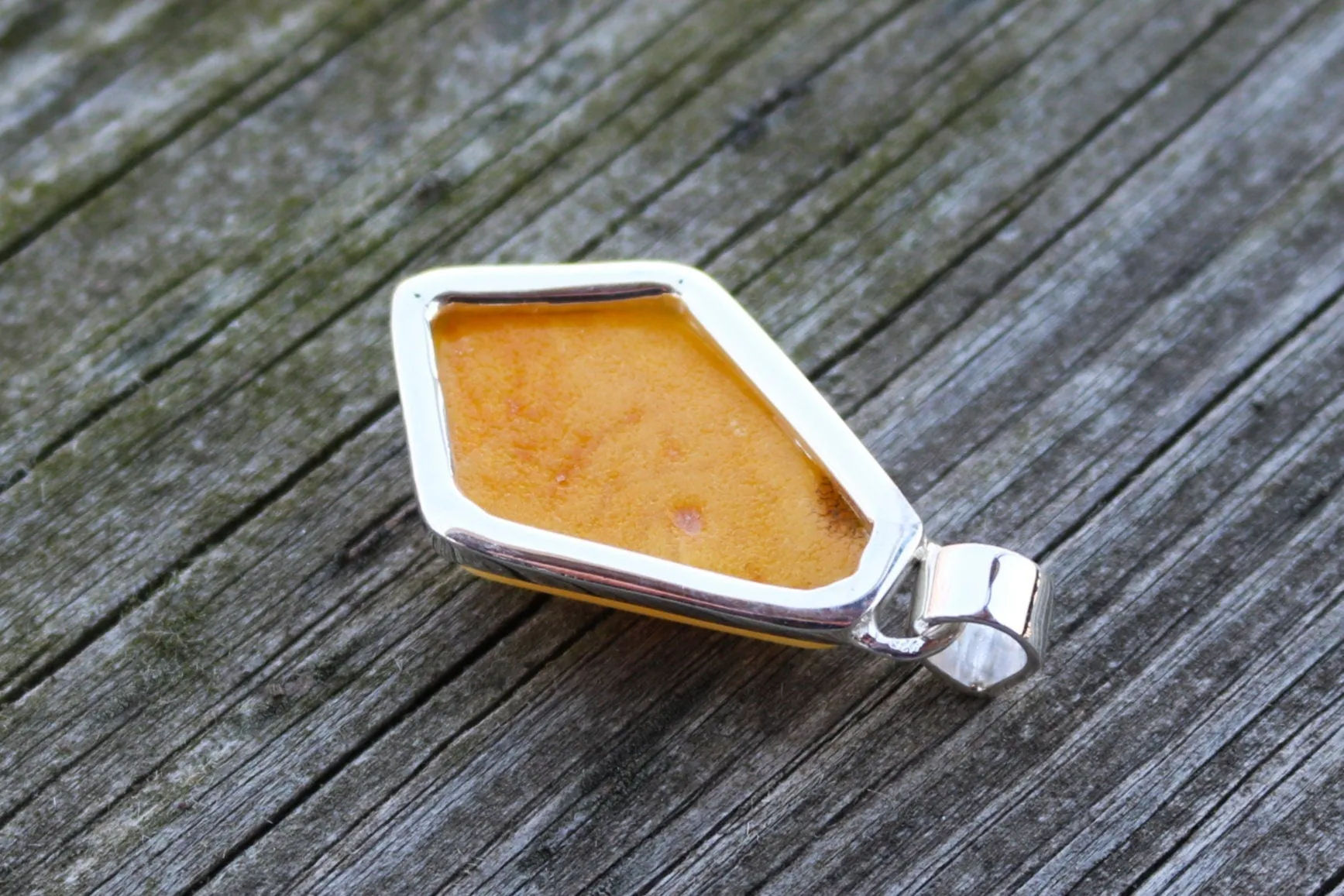 Baltic Amber Butterscotch Pendant Briolette Natural Untreated Unisex 2″ 13.7 gram 925 Silver